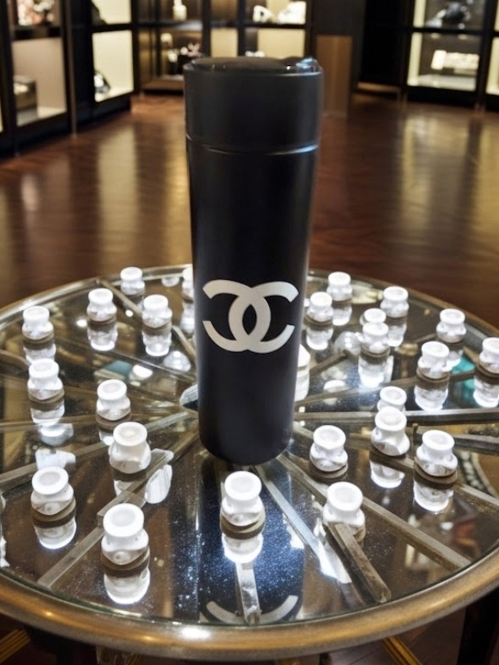 CHANEL Black and White Logo Smart Temp Travel Tumbler - New!